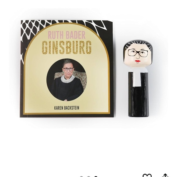 Peg People Ruth Bader Ginsburg RBG Wooden Figurine Collectible with Biography - Picture 12 of 12